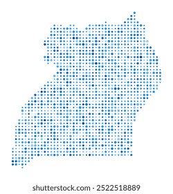 Mapa de Pontos de Uganda. Forma de Estilo Digital Country. Imagem vetorial de Uganda. Forma de país pontos circulares azuis. Ilustração de vetor surpreendente.