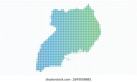 Mapa punteado de Uganda en estilo moderno de semitono, Ilustración vectorial sobre fondo blanco