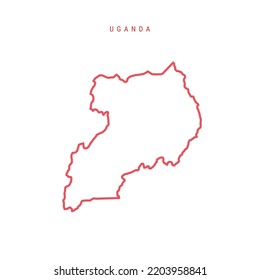 Uganda editable outline map. Ugandan red border. Country name. Adjust line weight. Change to any color. Vector illustration.