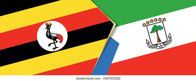 Uganda and Equatorial Guinea flags, two vector flags symbol of relationship or confrontation.