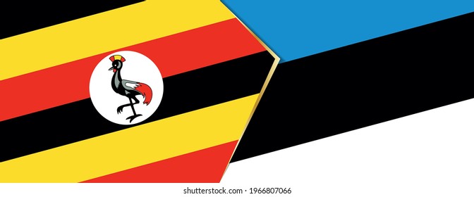 Uganda and Estonia flags, two vector flags symbol of relationship or confrontation.