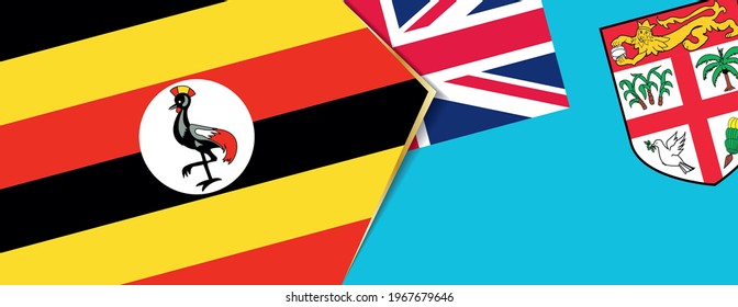 Uganda and Fiji flags, two vector flags symbol of relationship or confrontation.