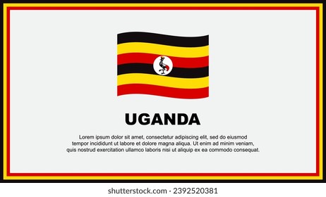Plantilla de diseño de fondo de resumen de bandera de Uganda. Banner del Día de la Independencia de Uganda, Ilustración de vectores de medios sociales. Banner de Uganda
