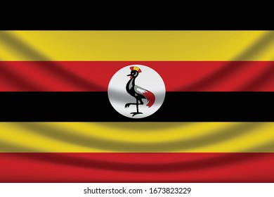 Uganda flag background with cloth texture. Uganda Flag vector illustration eps10. - Vector