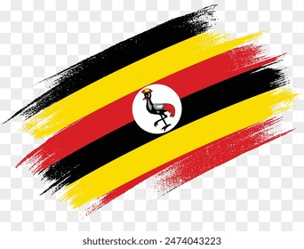 Uganda flag brush paint textured isolated  on png or transparent background. vector illustration 