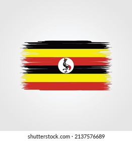 Uganda flag brush strokes. National flag