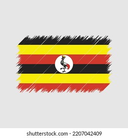 Uganda Flag Brush Strokes Painted