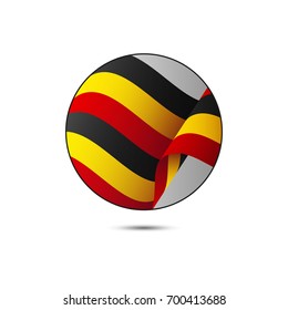 Uganda flag button with shadow on a white background. Vector illustration.