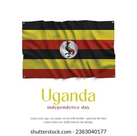 Uganda Flag, Celebrating Independence Day. Abstract waving flag on white background Country Flag.