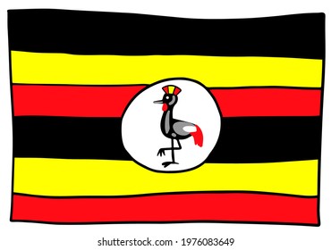Uganda flag Doodle Hand drawing sketch simple vector illustration 
