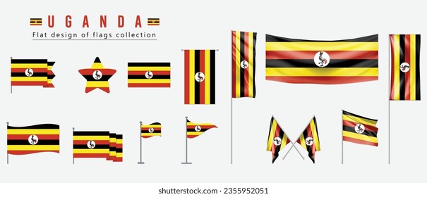 Uganda flag, flat design of flags collection