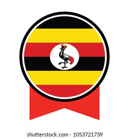uganda Flag in glossy round button of icon. uganda emblem isolated on white background. National concept sign. Independence Day. Vector illustration.