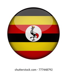 uganda Flag in glossy round button of icon. uganda emblem isolated on white background. National concept sign. Independence Day. Vector illustration.