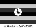 Uganda flag - greyscale monochrome vector illustration. Flag in black and white