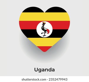 Uganda-Flagge Herzform Land Symbol Vektorgrafik