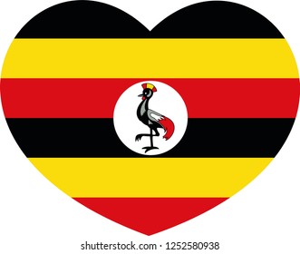 Uganda flag in a Heart vector, sticker
