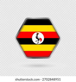 Uganda-Flagge in einem Sechseckrahmen.