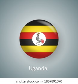 Uganda flag icon circle 3d gradient isolated