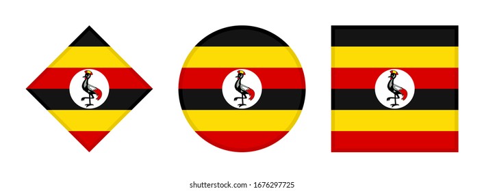 uganda flag icon set, isolated on white background