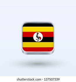 Uganda flag icon square form on gray background. Vector illustration.