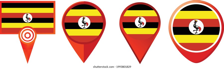 Icono de la bandera de Uganda . conjunto de iconos web . colección de iconos. Ilustración vectorial simple.