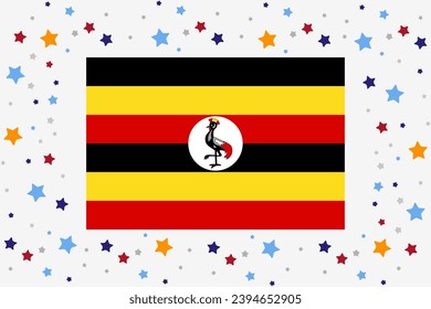 Uganda Flag Independence Day Celebration With Stars