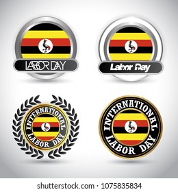 Uganda Flag with labour day design vector 