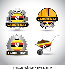 Uganda Flag with labour day design vector 
