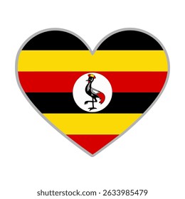 Uganda flag. Uganda love flag. Uganda flag in heart shape. Love symbol. Vector illustration.

