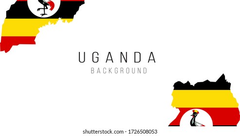 Fondo del mapa de la bandera de Uganda. La bandera del país en forma de fronteras. Ilustración vectorial de material aislada en fondo blanco.