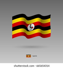 Uganda flag. Official colors and proportion correctly. High detailed vector illustration. 3d and isometry. EPS10