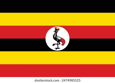 Uganda  flag official wave isolated on png or transparent background vector illustration.
