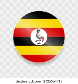 Uganda Flagge auf Knopfdruck glänzend Glas