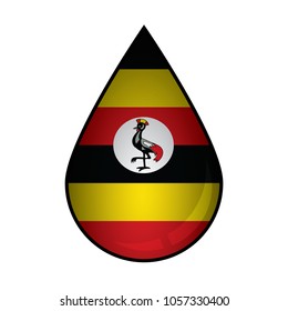 The Uganda  flag painted on 3D water drop