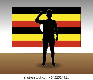 Uganda flag paper texture, single-piece element, vector design, Uganda flag taped on wall, decoration or celebration idea