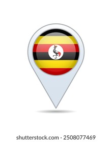 Uganda - Fahnennadel für Karte. Vektorgrafik.