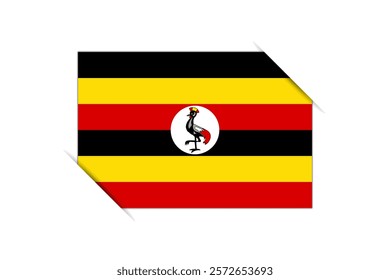 Uganda flag - rectangle colorful flag representing a country cultural identity and heritage. The essence of national pride and unity. Attached by the corners in a paper album