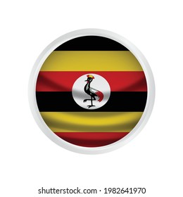 Uganda flag in round button of icon. flag logo of Uganda emblem isolated on white background, Uganda national concept sign, Vector illustration.
