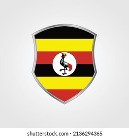 Uganda Flag with Shield Frame. National Flag