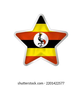 Uganda flag in star. Button star and flag template. Easy editing and vector in groups. National flag vector illustration on white background.