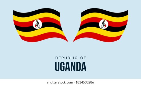 Uganda Flaggenstaatsymbol einzeln auf nationalem Hintergrund. Grußkarte Nationaler Unabhängigkeitstag der Republik Uganda. Illustrationsbanner mit realistischer Staatsflagge.
