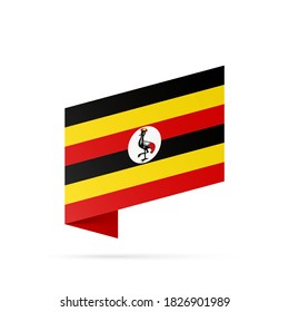 Uganda Flaggenstaatsymbol einzeln auf nationalem Hintergrund. Grußkarte Nationaler Unabhängigkeitstag der Republik Uganda. Illustrationsbanner mit realistischer Staatsflagge.