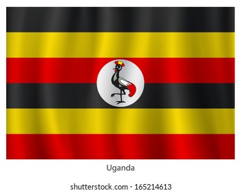 Uganda flag with title, vector illustration