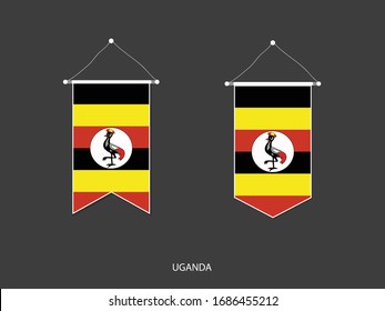 Uganda flag in various shape, Soccer Flag Pennant Vector ,Vector illustration.