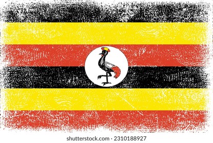 Uganda flag vector. Flag of Uganda grunge style banner background

