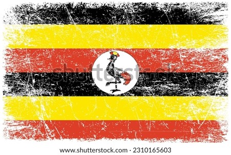 Uganda flag vector. Flag of Uganda grunge style banner background
