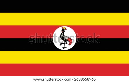 Uganda flag vector illustration isolated on background. Country in Southern Africa. Patriotic symbol: Uganda national emblem.