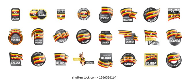 Uganda flag, vector illustration on a white background