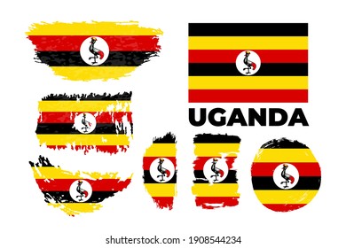 Uganda flag, vector illustration on a white background. Vector illustration