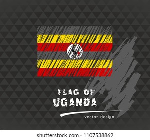 Uganda flag, vector sketch hand drawn illustration on dark grunge background